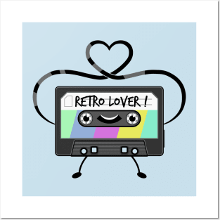 'Retro Lover!' Funny Cartoon Music Cassette Tape Posters and Art